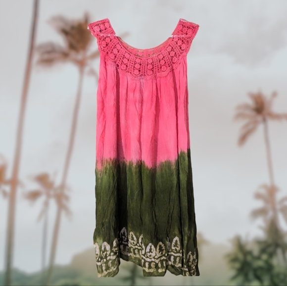SHORELINE Tie dye sleeveless dress beach cover-up resortwear - Picture 1 of 8